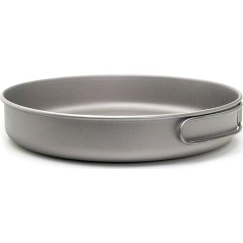 Titanium Ultra-light Frying Pan with Folding Handle Outdoor Camping Skillet Griddle Tableware all for tourism in the forest