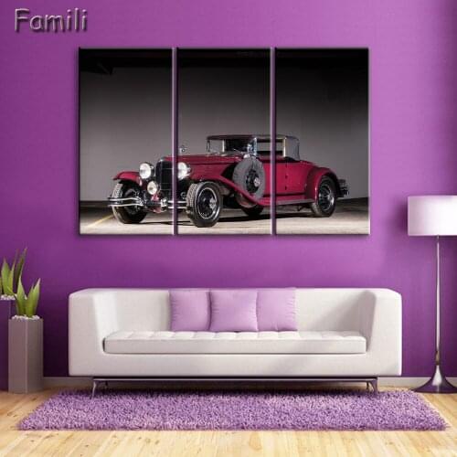 Modern Paintings Wall Picture 3 Panel Retro Car Bike Grassland Picture Canvas Painting Print Home Decoration Living Room