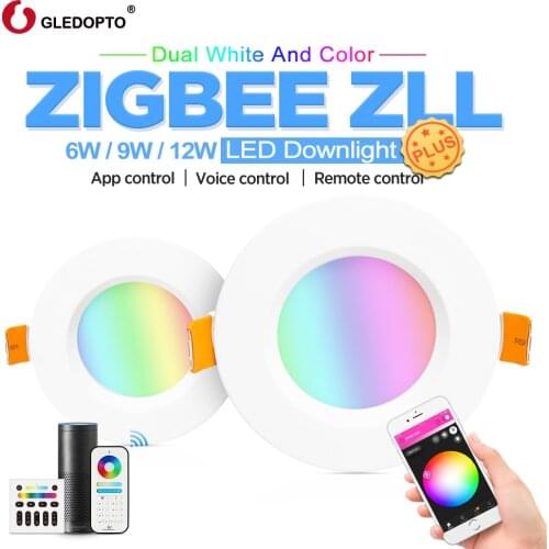 GLEDOPTO Zigbee Smart Downlight Plus RGB+CCT 6W/9W/12W Light Work With Zigbee Hub Echo Voice Control Wall Switch Remote LED