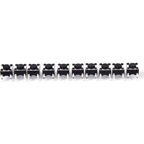 50pcs/Lot Black Tactile Push Button Switch Momentary Tact Through-Hole 4pin Dip Feet Copper 6x6x4.3mm
