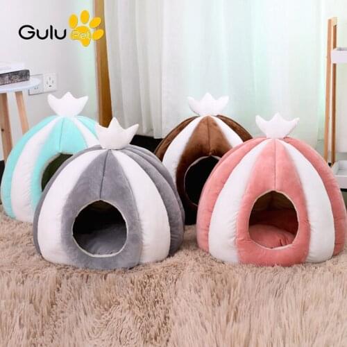 Warm Cat Bed House Bed for Puppy Windproof Pet Puppy Nest Shell Hiding Burger Bun for Winter