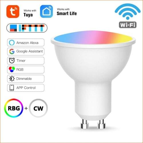 GU10 Spotlight WiFi Smart Light Bulb 4W RGB+CW 2700-6500K Smart Bulb App Remote Control RGB Light Lamp For Alexa Google Home