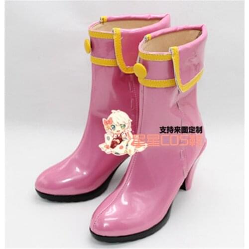 Sakura Wars Sakura Taisen High Heel Pink Halloween Cosplay Shoes Boots X002