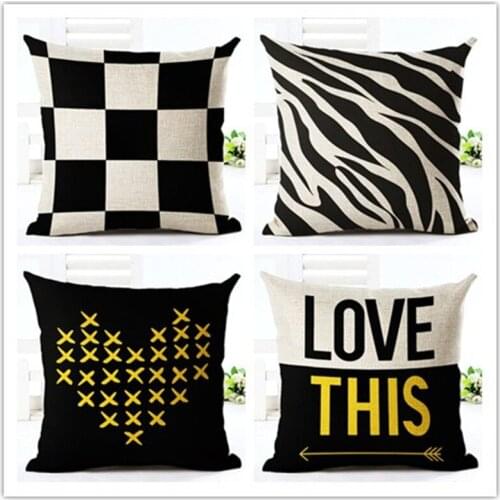 High Quality Black Grid Printed Cushion Cover Geometric Decorative Sofa Throw Pillow Car Chair Home Decor Pillow Case Cojines