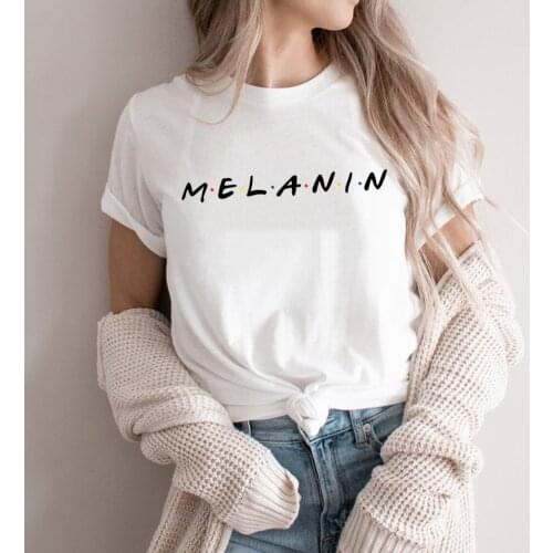 Melanin Friends Shirts Black Lives Matter T-shirt Melanin Queen Tee Black Women Summer Casual Plus Size T Shirts Tops