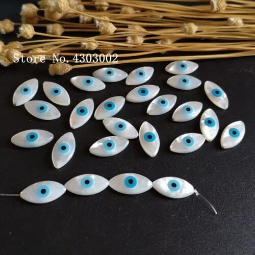 10pcs/lot 8x16mm Natural Blue Evil Eye Mother of Pearl shell for DIY Jewelry Marquise Cut MOP Pearl Shell Beads