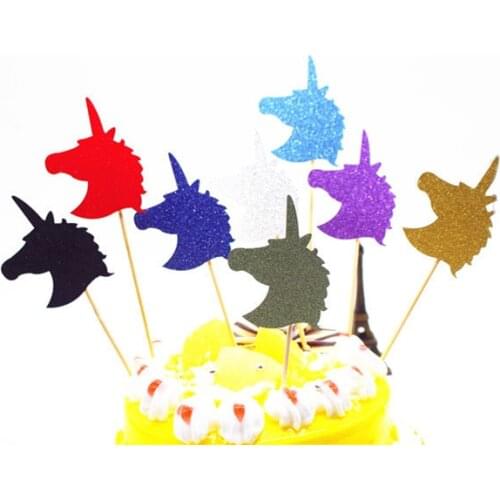10pcs Creative Animal Cake Flag Topper Multi Colors Hourse Flags For Wedding Birthday Party Cake Baking Decoration