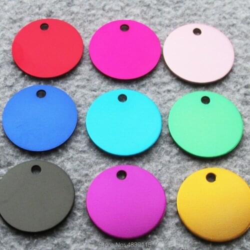 100pcs/lot Aluminum Inside-hole Circle Pet ID Tags Mix Colors Blank Dog Cat Name Tags