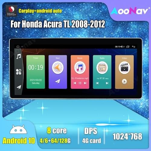 2 Din Car Multimedia GPS Navigation Android 10.0 For Honda Acura TL 2008-2012 Audio Player Carplay Stereo Touch Screen
