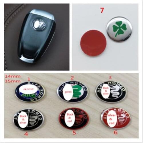 20pcs 11mm 14mm 15mm Gold Green Black ALFA ROMEO Car Logo Key Fob Emblem Badge Sticker for Mito Giulietta Spider GT Brera