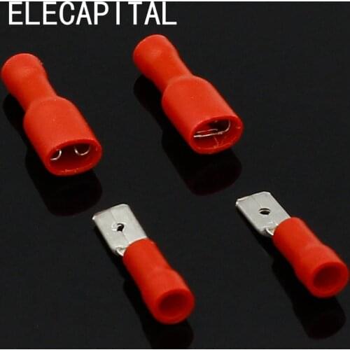 4.8mm Red Female Male Electrical & Wiring Connector Insulated Crimp Terminal Spade