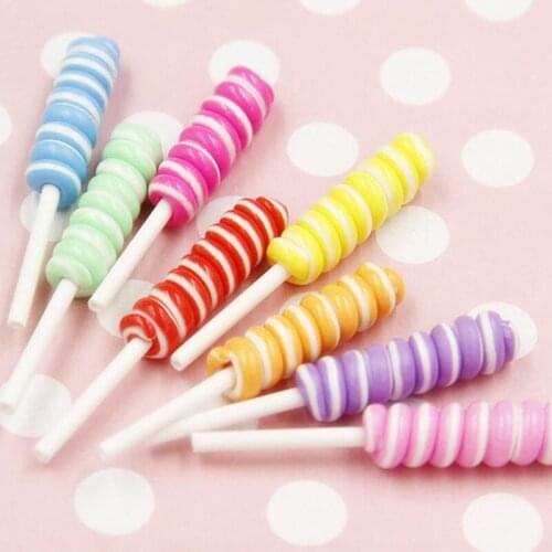 4Pcs Cute Colorful Lollipops Dollhouse Party Candy Miniature Lollipops Decor 50*10mm