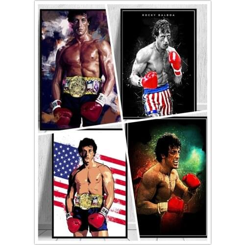 Watercolor Abstract Rocky Balboa Boxing Bodybuilding Canvas Painting Posters Prints Wall Art Motivational Picture for Home Decor