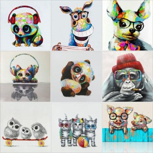 AZQSD Diamond Embroidery Cat Dog Owl Panda Pig Mosaic Full Drill Diamond Painting Animal Cross Stitch Handicraft Home Decor Gift