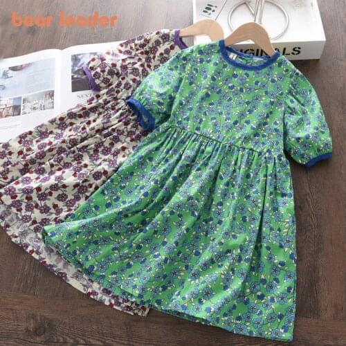 Bear Leader Girls Flowers Princess Costumes 2021 New Summer Baby Girl Casual Flowers Dresses Kids Party Fancy Clothes For 2-6Y