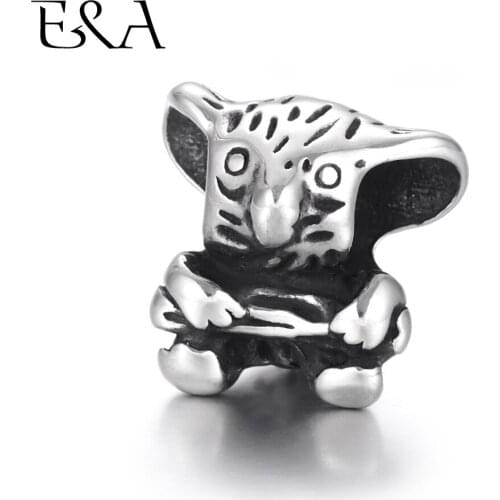 Stainless Steel Beads Sloth European Bead 5mm Hole Blacken Animal Charms for Making Bracelet DIY Jewelry Components