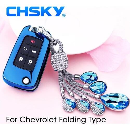 CHSKY Car Styling TPU Car Key Case Shell Crystal Chain For Chevrolet Cruze Aveo TRAX Opel Astra Auto Key Car Covers Accessories