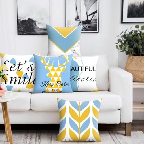 Pillow Case Cushion Cover Patchwork Geometric Print Breathable Polyester Throw Pillow Cushion Cover for Bed