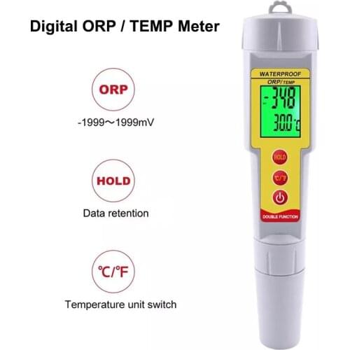 ORP-619 ORP Meter Portable Redox Potential Tester High Precision Pen Type Digital ORP Temperature Meter ATC with LCD Backlight