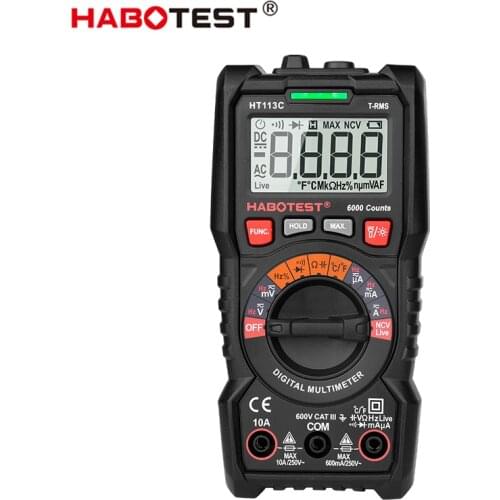 Digital Multimeter Pro Test Lead Auto Manual Range 600V Voltmeter Avometer True Rms Capacitance Hz Battery Tester HT113 Series