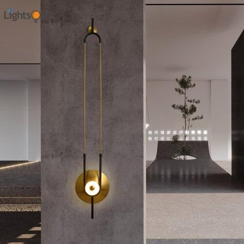 Long pole light luxury wall light simple personality living room background wall marble bedside wall lamp