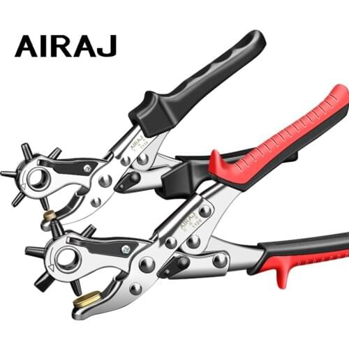 AIRAJ Belt Punch Pliers Leather Belt Hole Eyelet Puncher Revolve Sewing Machine Bag Tool Watchband Strap Household Leathercraft