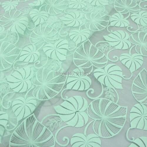 POp3 tulle cotton fabric Eugen computer embroidery yarn cordate leaf clothing fabric are factory handwork tulle organza african