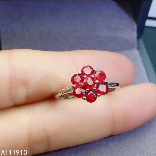 KJJEAXCMY fine jewelry 925 sterling silver inlaid natural ruby gemstone female ring support detection noble
