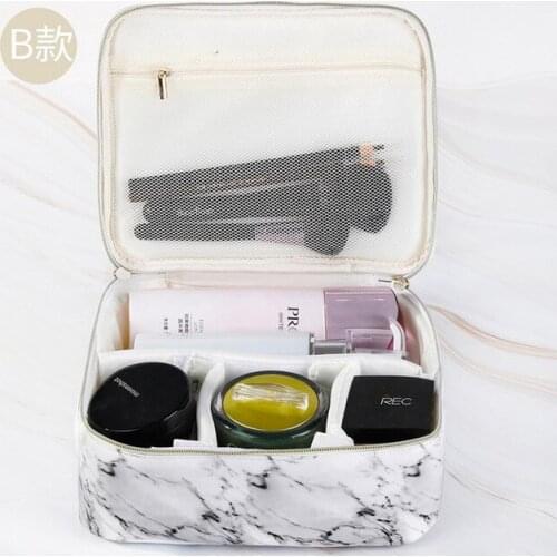 Marble pattern PU cosmetic bag AB type large capacity waterproof portable storage toilet bag manufacturer wholesale