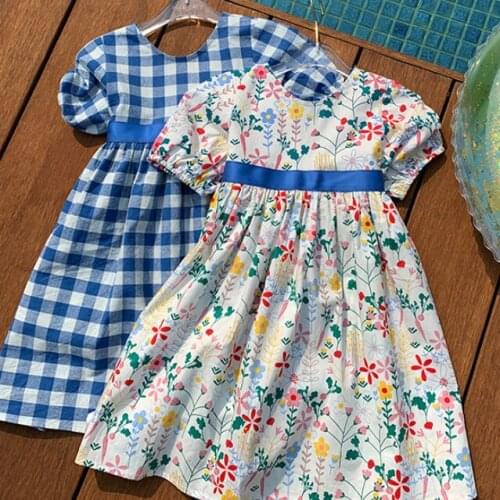 Toddler Girl Summer Dress New Fashion Kids Clothes Wholesale Flower Cotton Dress with Bow Holiday Dress