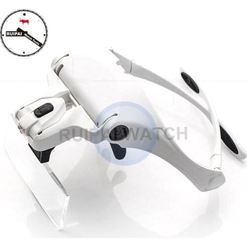 RP-9892B 5 Lens/Set Wear Type 1.0X1.5X/2X/2.5X/3.5X Magnifying Loupe Glass With 2 Led Lights for Watchmaker Repairing & checking