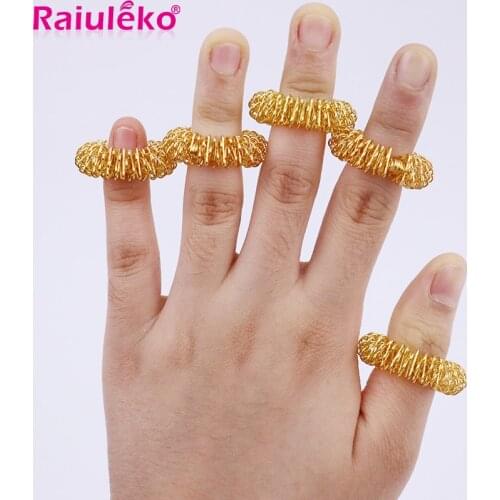 2 colors 10 Pcs/Set Acupressure Finger Massager Stainless Steel Circulation Ring for Kids Adults lose Weight Health Care massage