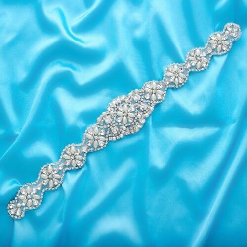 Fashion Gold Clear Accessory Wedding Dresses Sashes Rose Applique DIY Sewing On Bridal Rhinestone Crystal Beads Wholesale S131