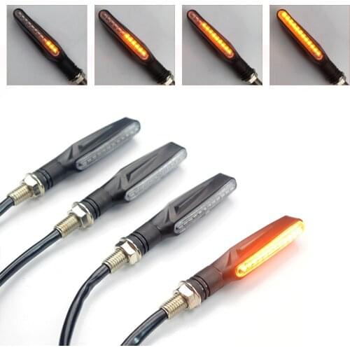 Mooreaxe 4 pieces Motorcycle LED Flashing Running Turn Signal Stop Indicator Flexible Waterproof Flowing Light For Harley Honda