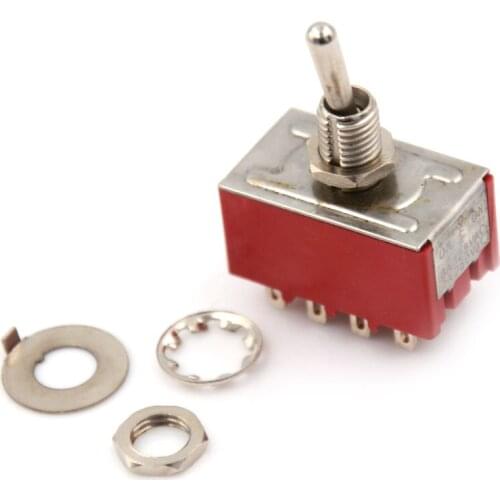Newest 1pcs 6A/125VAC 2A/250VAC 12 Pin 4PDT ON/ON 2 Position Red Mini Toggle Switches