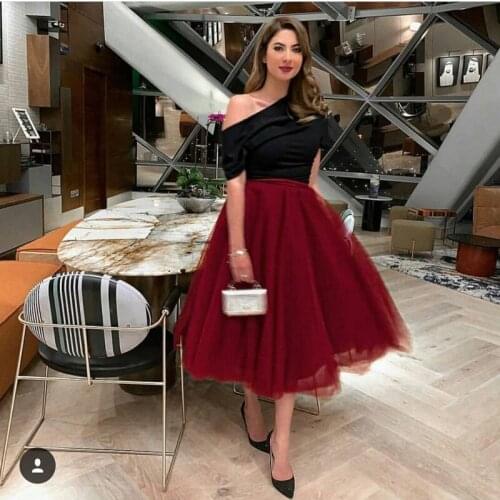New One Shoulder Black Red Short Evening dress 2020 Formal dress party Robe soiree abendkleid ever pretty Prom evening dresses