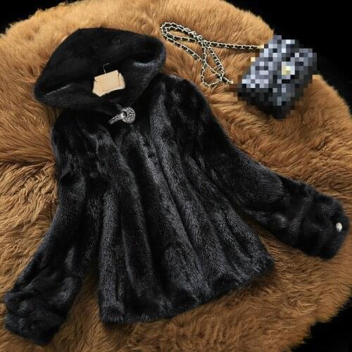 Real Mink Fur Autumn Winter Coat Clothes Vintage Hooded Overcoat Women Korean Short Jacket Chaqueta Mujer MY1063
