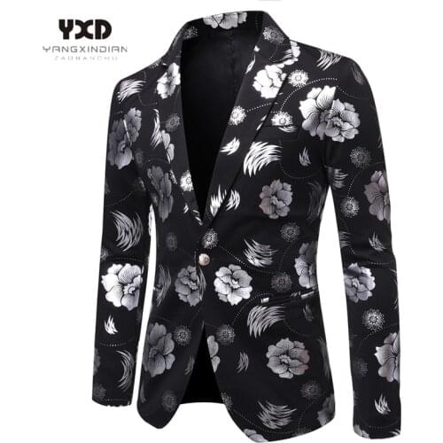 Fashion Gold Print Suit Jackets Luxury Men Brand Jacquard Slim Fit Blazer Banquet Party Stylish Dress Festival Singer Costume