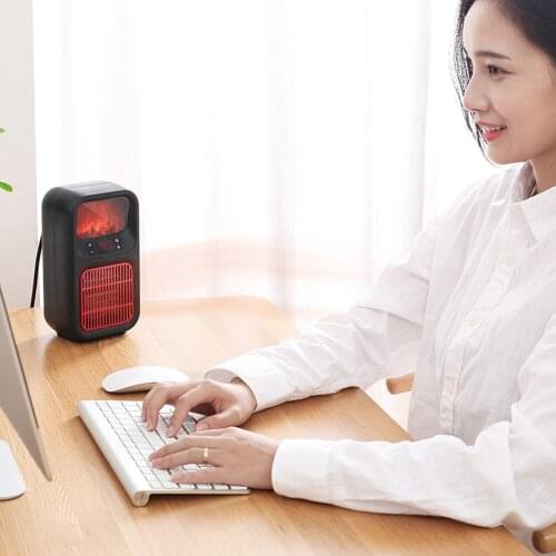 Portable Winter Mini Electric Heater Simulation Flame Heater 500W Electro-thermal Stove Ceramic Heating Warmer Machine