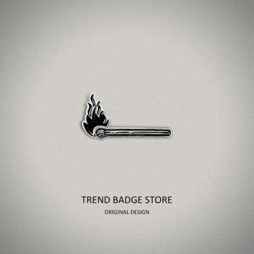 Creative Burning Black Match With Black Flame Pins Metal For Backpack Brooches For Womens Clothing Hat Badge