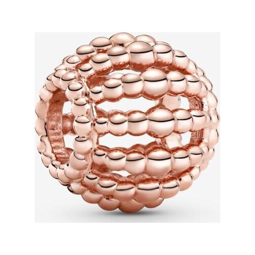 Rose Gold Beaded Openwork Charms 925 Original Fit Pandora Me Bracelets Sterling Silver Charm Beads for Jewelry Making Kralen