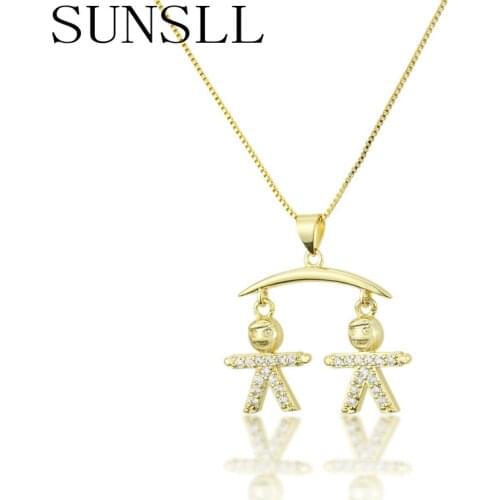 SUNSLL New Gold Copper Necklace White Cubic Zirconia Necklace Designed for Women Necklace Party Fashion Jewelry Pendant Necklace