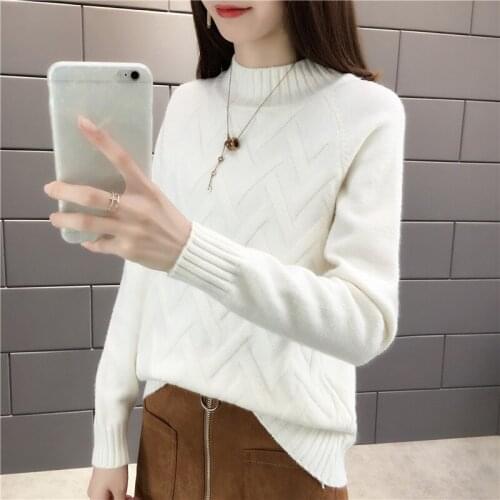 Autumn Half Turtleneck Knit Sweater Women Long Sleeve Sweaters Pullovers Knitwear Jumper Sueter feminino Bottoming Shirt Female