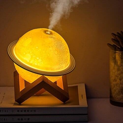 8W USB Planet Air Humidifier Moisturizer Household Ultrasonic Air Diffuser Mist Maker Fogger with Nightlight for Home Car