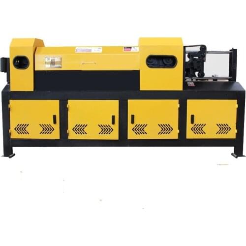 High efficiency rebar straightening and cutting machine