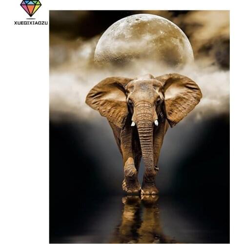 XUEQIXIAOZU DIY 5D Diamond Painting Full Round Diamond Big Elephant Picture Cross Stitch Mosaic Picture Rhinestones Embroidery
