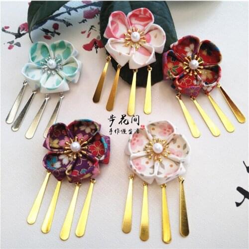 Handmade Japanese Style Sakura Hair Clip for Kimono Hanfu Cosplay Costume Accessories Hairpin for Women Girl Gift 1pcs