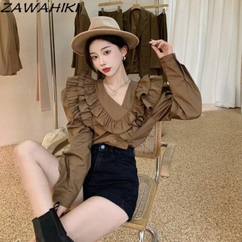 Женские стильные рубашки ZAWAHIKI China At AliExpress