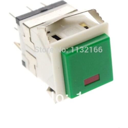 Green 8 Pin 17.2mm Mounting Hole Maintained Push Button Switch Without Light