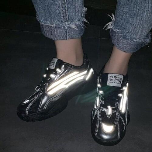 Womens Chunky Sneakers Platform Designers Ulzzang Silver Lace Up Casual Vulcanized Shoes Female Trainers Sports Femme Footwear